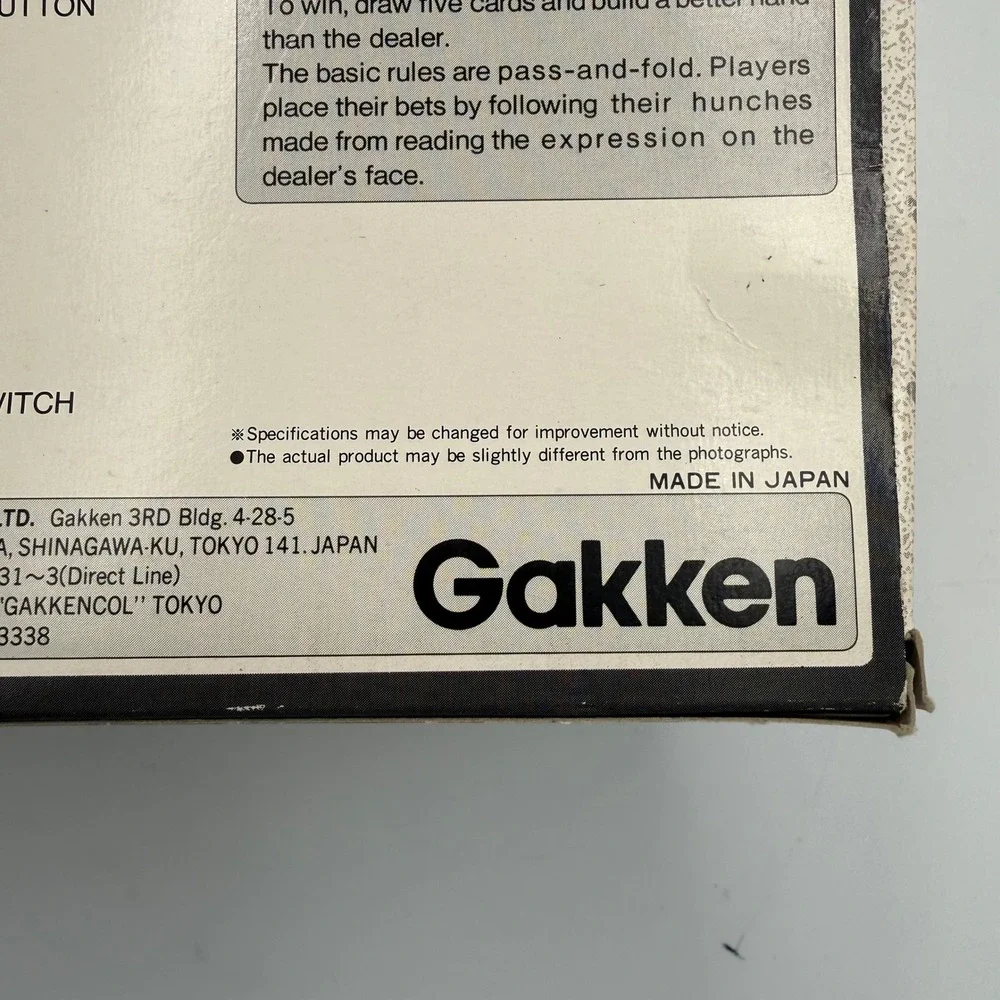 Gakken Computer Game Poker Vintage Handheld Electronic Game Japan Boxed Tested